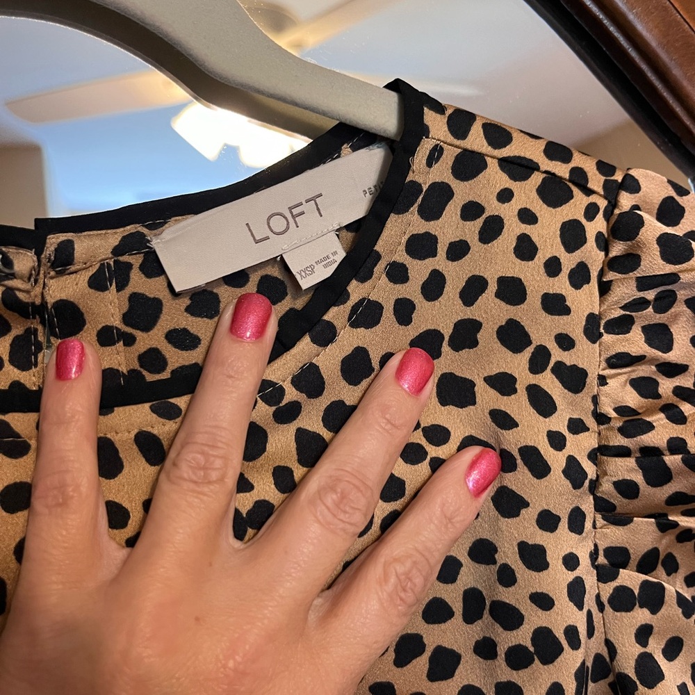 XXS Petite Loft Animal Print Silk Tee